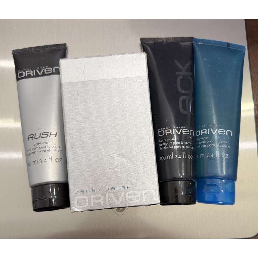 Avon Derek Jeter DRIVEN BLUE After Shave Balm Gift Set & 3 Body Wash NEW SEALED